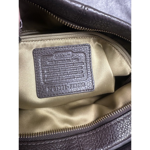 Coach F23293 Pebble Leather Hobo 2Way Shoulder Hand Bag Zip Closure Brown - Picture 6 of 10